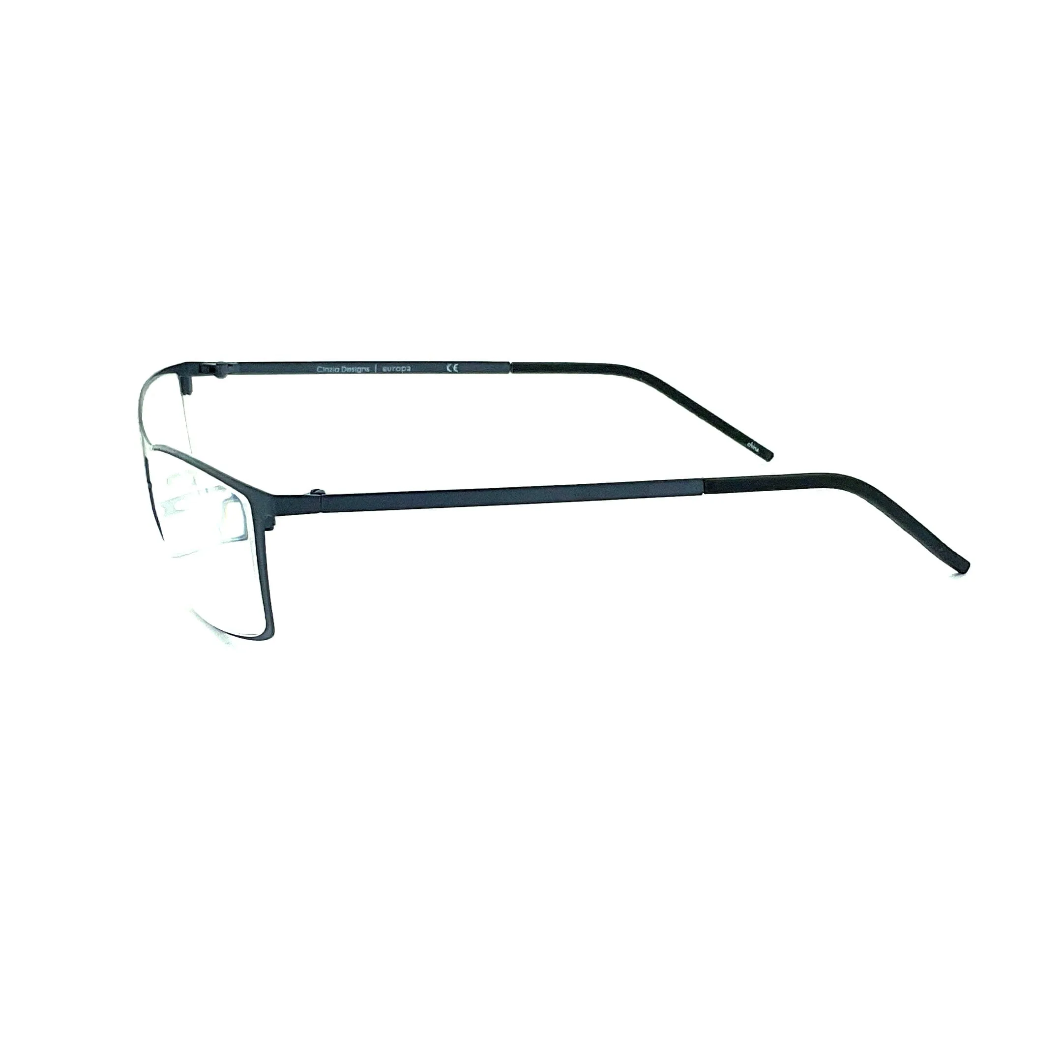 Cinzia Impact Rectangular Frame Metal Flex Reading Glasses with Case