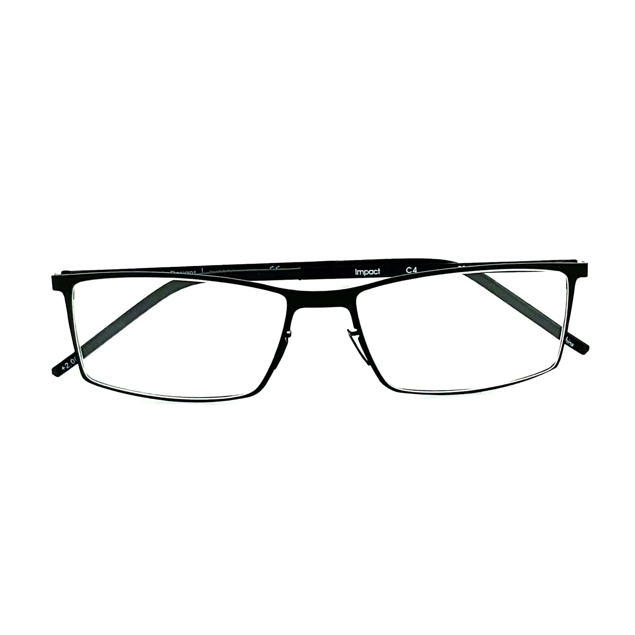 Cinzia Impact Rectangular Frame Metal Flex Reading Glasses with Case