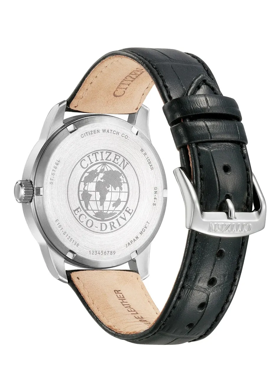 CITIZEN GENTS ECO-DRIVE BLACK LEATHER STRAP BM8550-14A