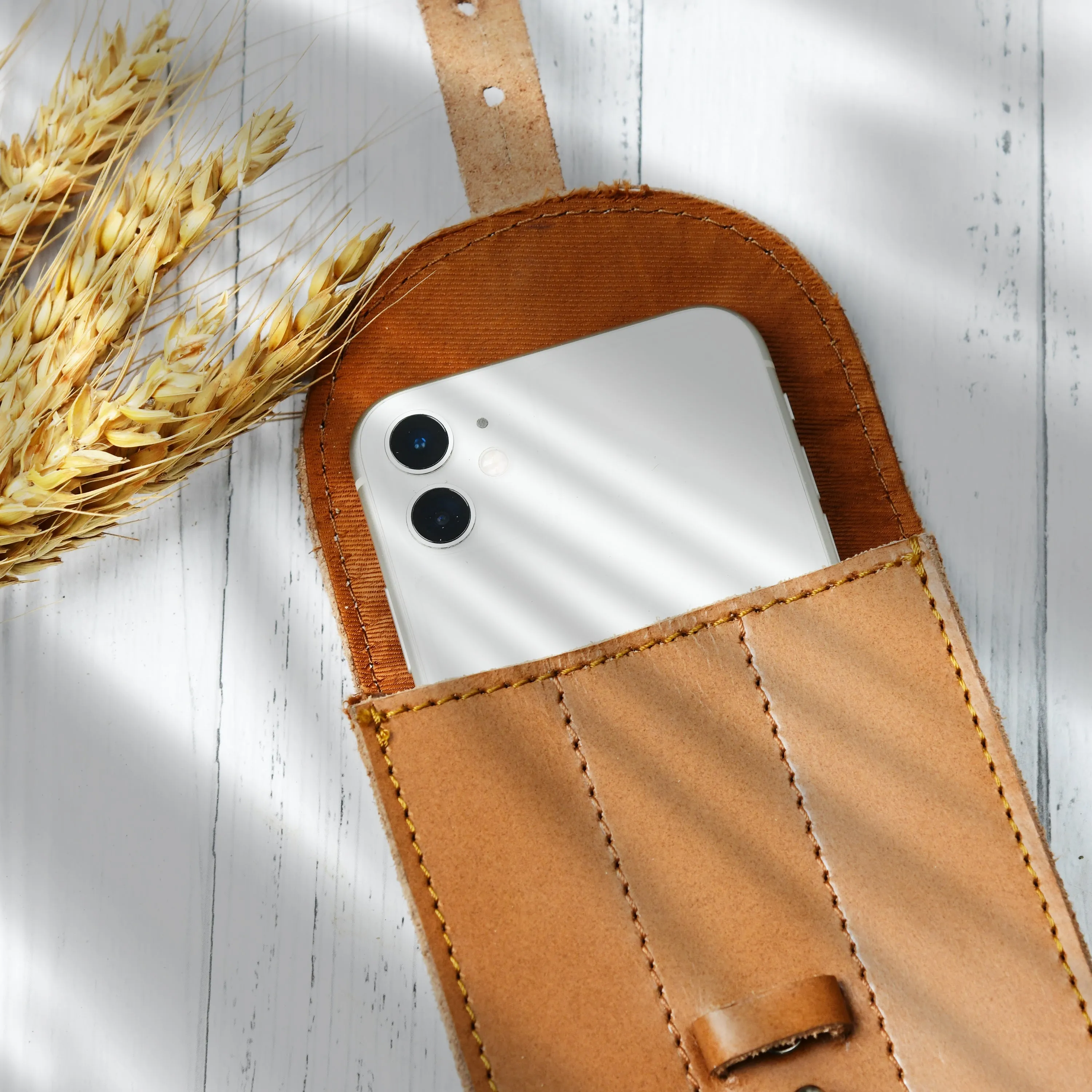 Cocoa Brown Mobile Case With Strap