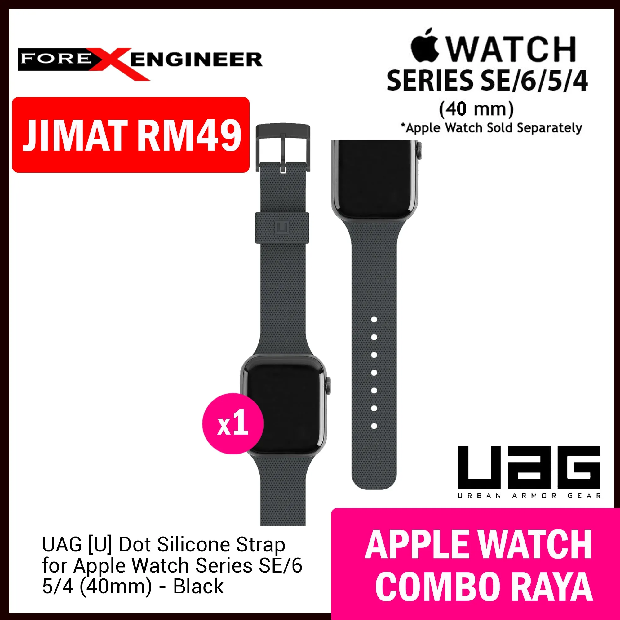 COMBO RAYA UNIQ Lino Watch Case   UAG [U] Dot Silicone Strap for Apple Watch Series SE - 6 - 5 - 4 ( 40mm )