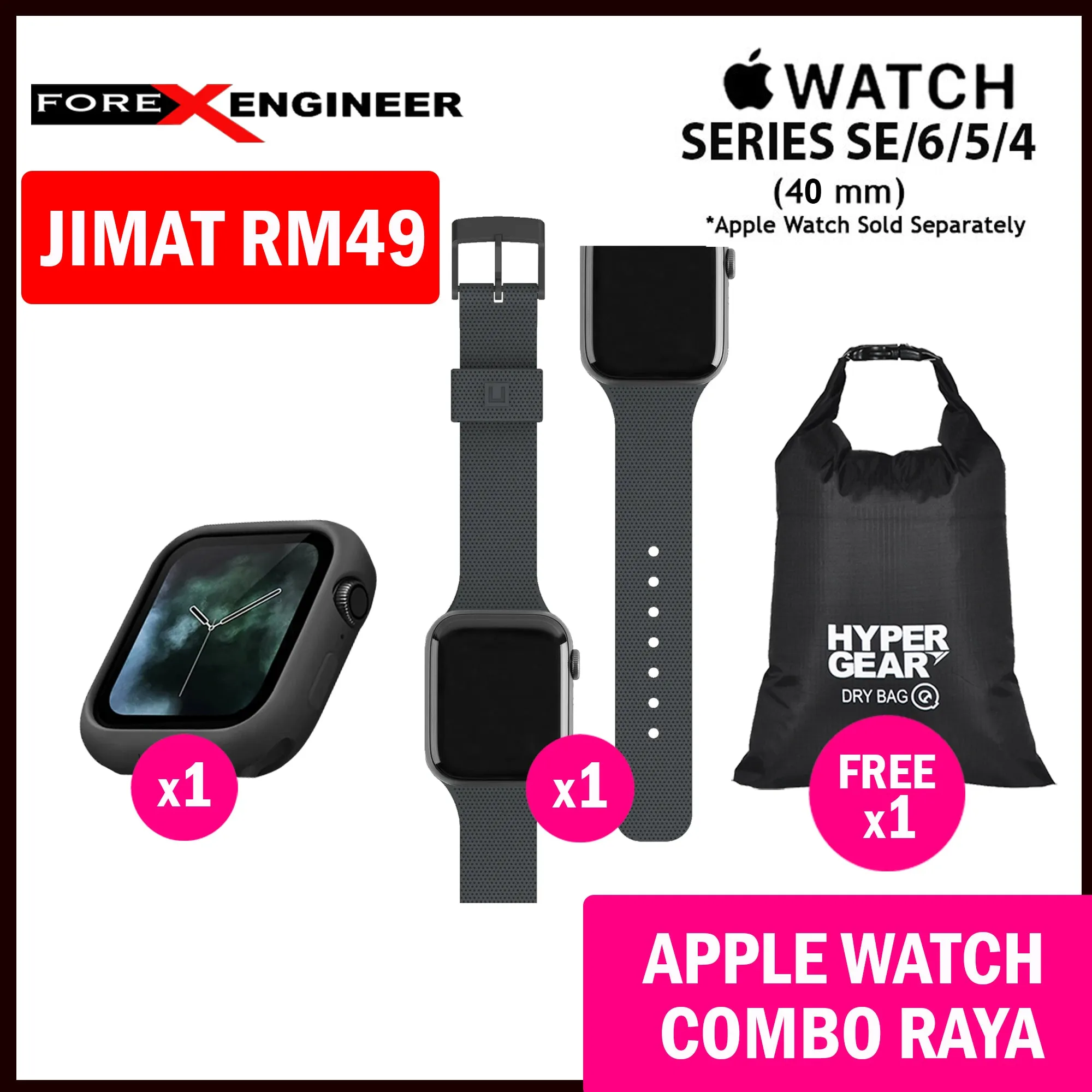 COMBO RAYA UNIQ Lino Watch Case   UAG [U] Dot Silicone Strap for Apple Watch Series SE - 6 - 5 - 4 ( 40mm )