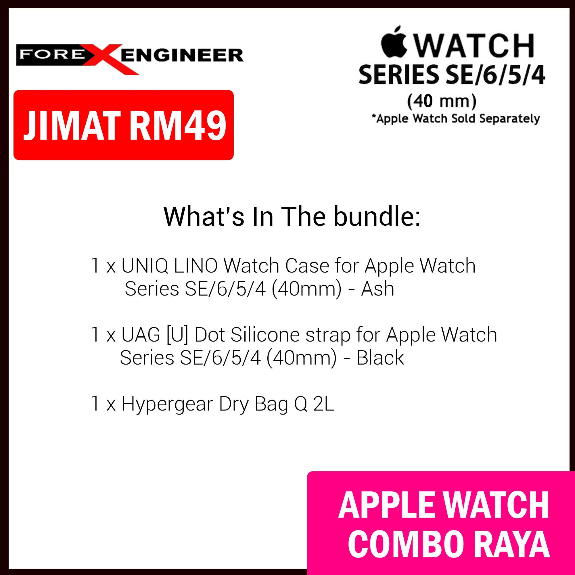 COMBO RAYA UNIQ Lino Watch Case   UAG [U] Dot Silicone Strap for Apple Watch Series SE - 6 - 5 - 4 ( 40mm )