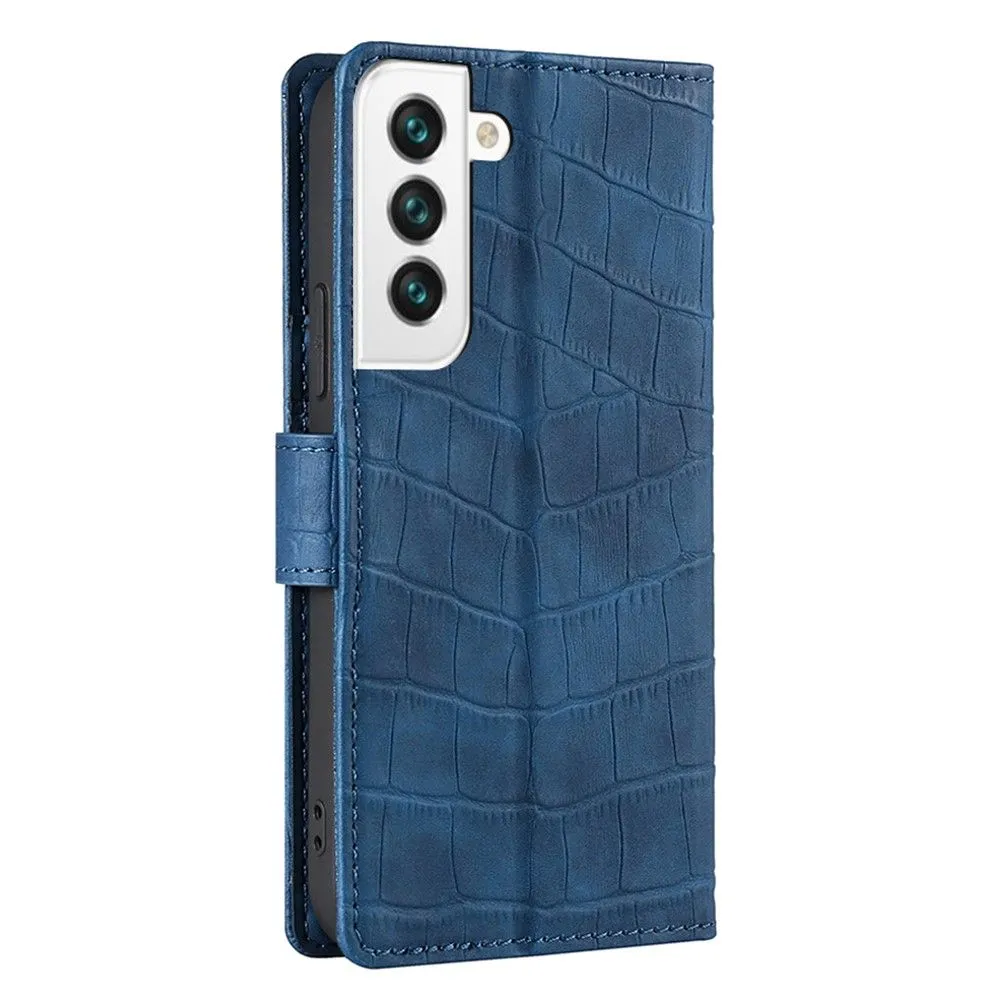 Crocodile textured leather case for Samsung Galaxy S22 Plus - Blue