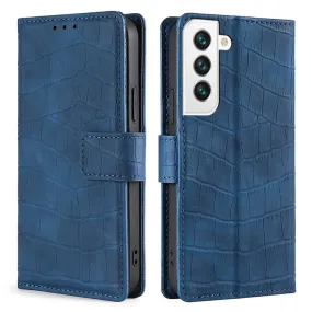 Crocodile textured leather case for Samsung Galaxy S22 Plus - Blue