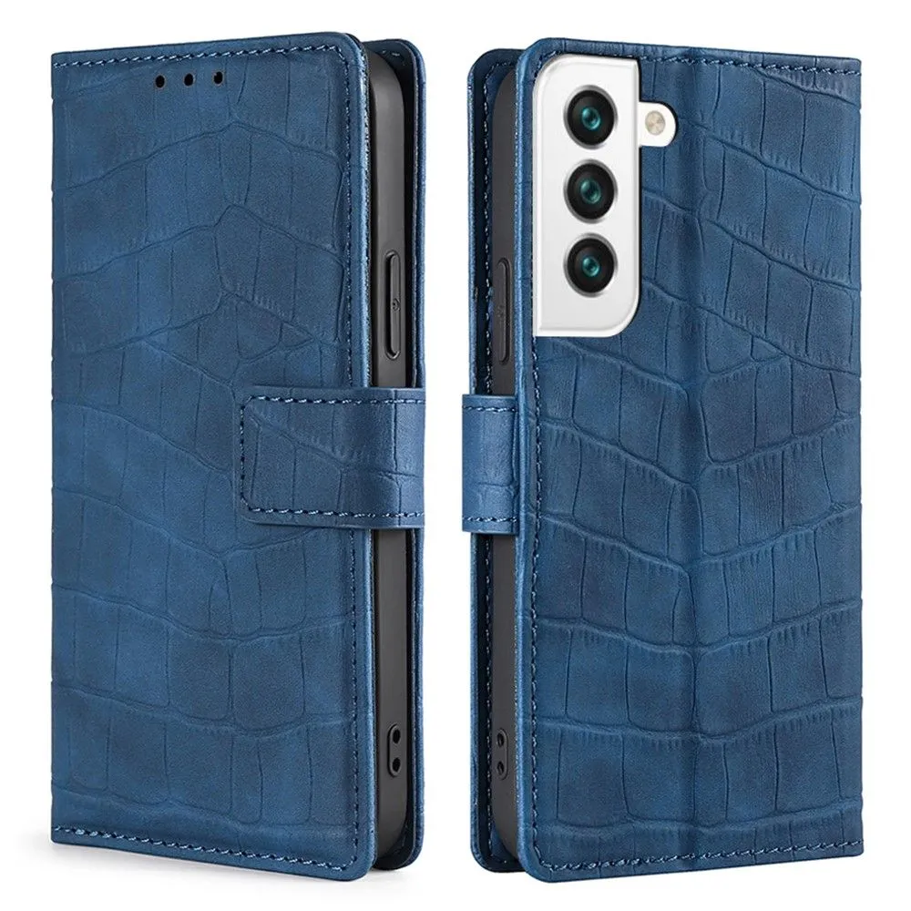 Crocodile textured leather case for Samsung Galaxy S22 Plus - Blue