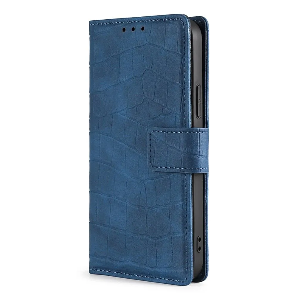 Crocodile textured leather case for Samsung Galaxy S22 Plus - Blue