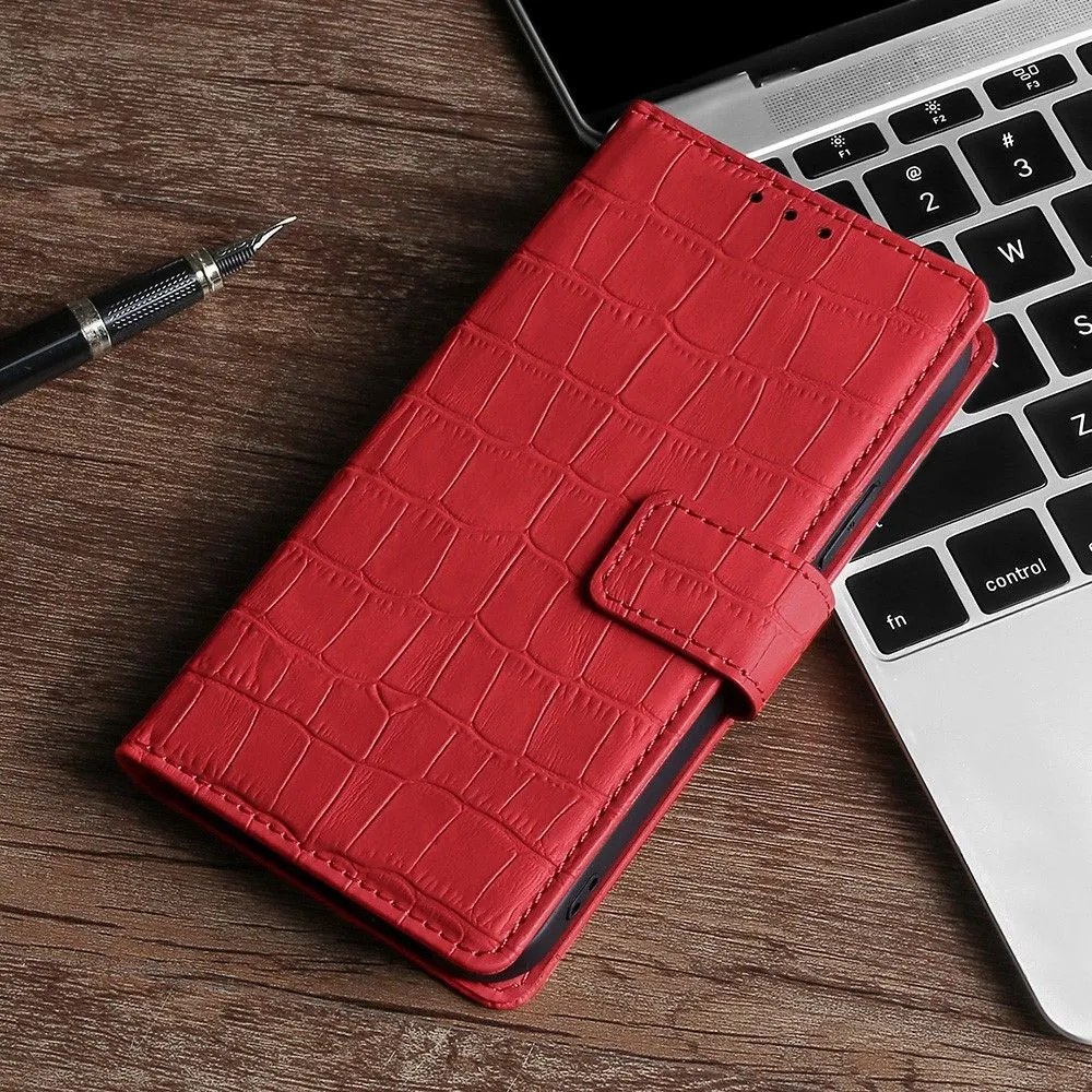 Crocodile textured leather case for Xiaomi 12 Pro - Red