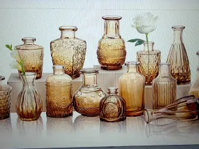 CUCUMI Decorative Brown Glass Bud Vase Set 14 Pcs Home Accessory