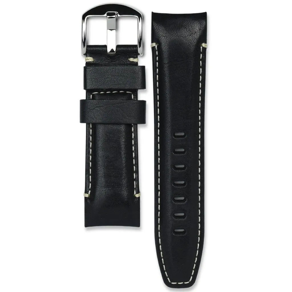 Curved End Leather Strap for Panerai Luminor 44mm Models with Tang Buckle