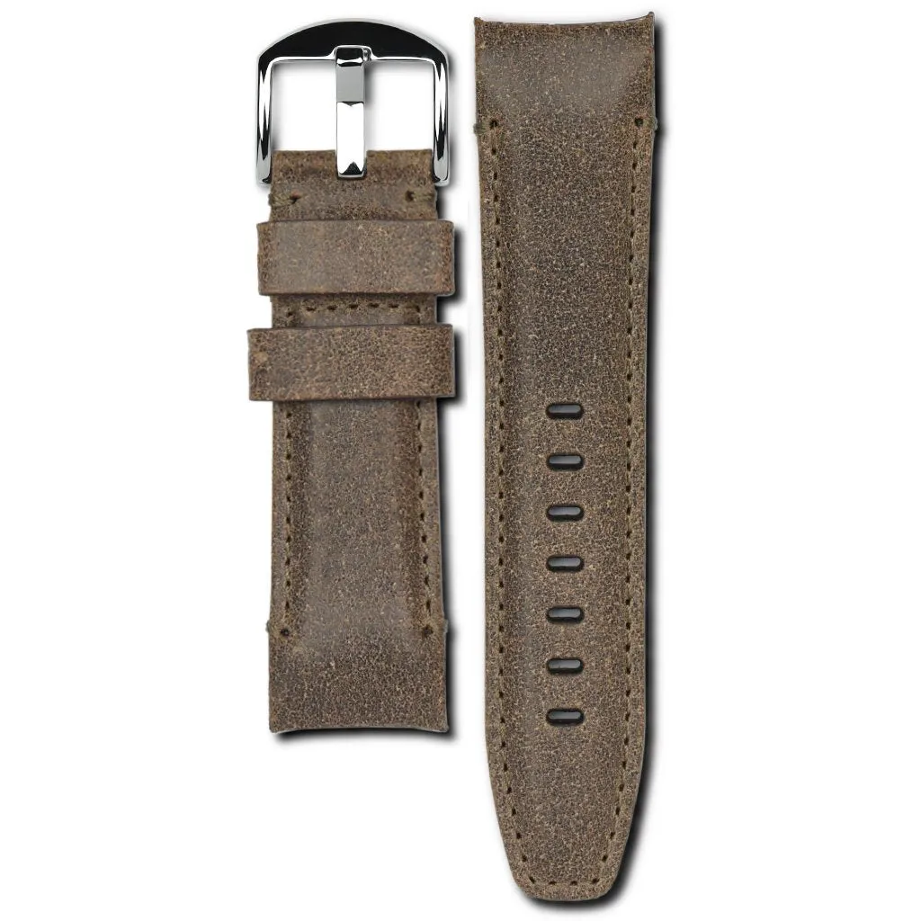 Curved End Leather Strap for Panerai Luminor 44mm Models with Tang Buckle