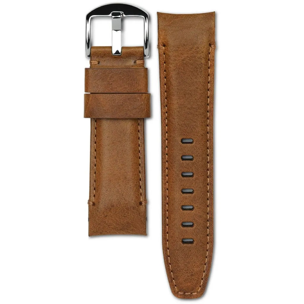 Curved End Leather Strap for Panerai Luminor 44mm Models with Tang Buckle