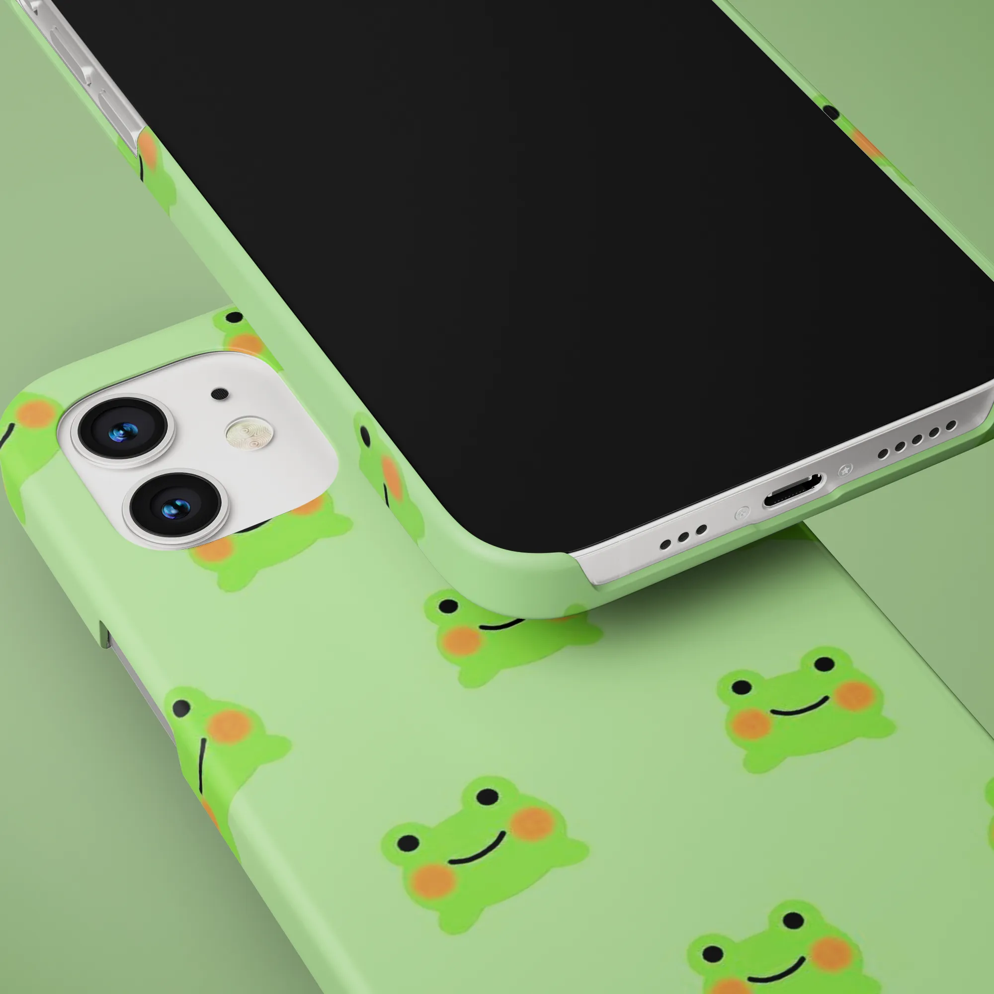 Cute Little Frog Slim Case Cover With Same Design Holder