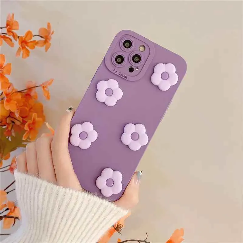 Cute Phone Cases For iPhone 14, 11 Pro Max, 12 Mini, 13, and many more -  3D Cartoon Flower, Soft Cover - TSP429