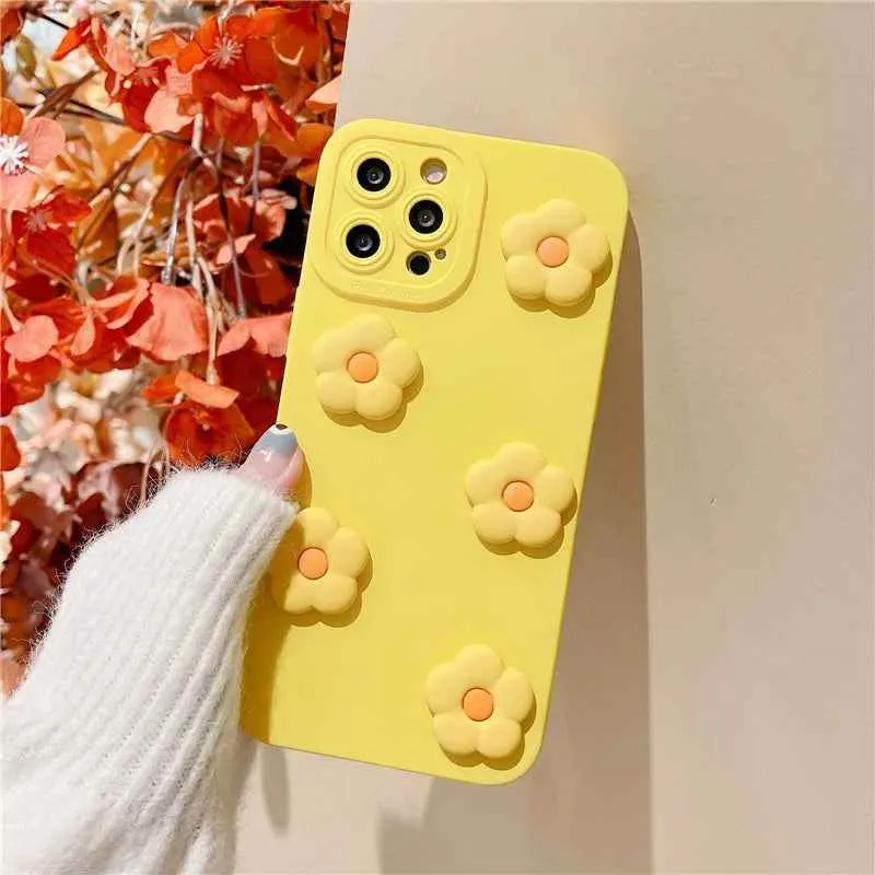 Cute Phone Cases For iPhone 14, 11 Pro Max, 12 Mini, 13, and many more -  3D Cartoon Flower, Soft Cover - TSP429