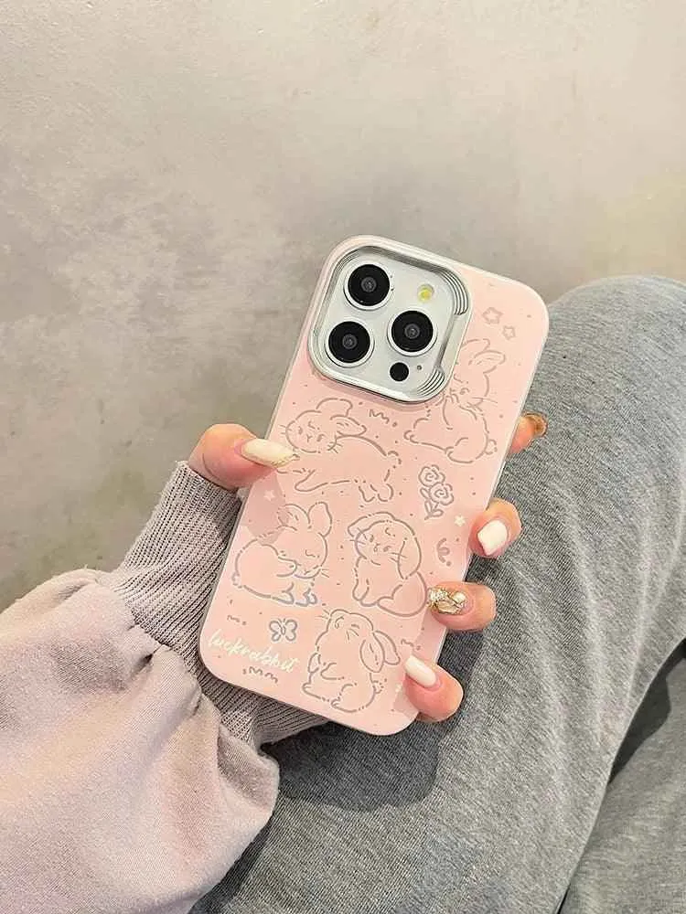 Cute Phone Cases For iPhone 15 Pro Max, 14, 13, 12, and 11 - Lucky Rabbit - Plating Silver Cover - TSP263