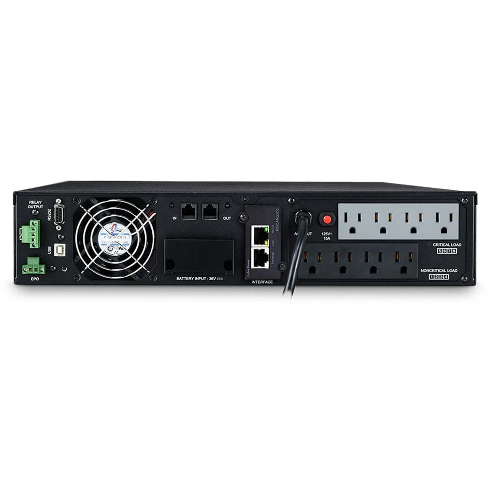 CyberPower 1500VA/1350W 8 Outlets 2U Rack/Tower   Pre-Installed SNMP Card Smart App Online UPS System - New Battery Certified Refurbished