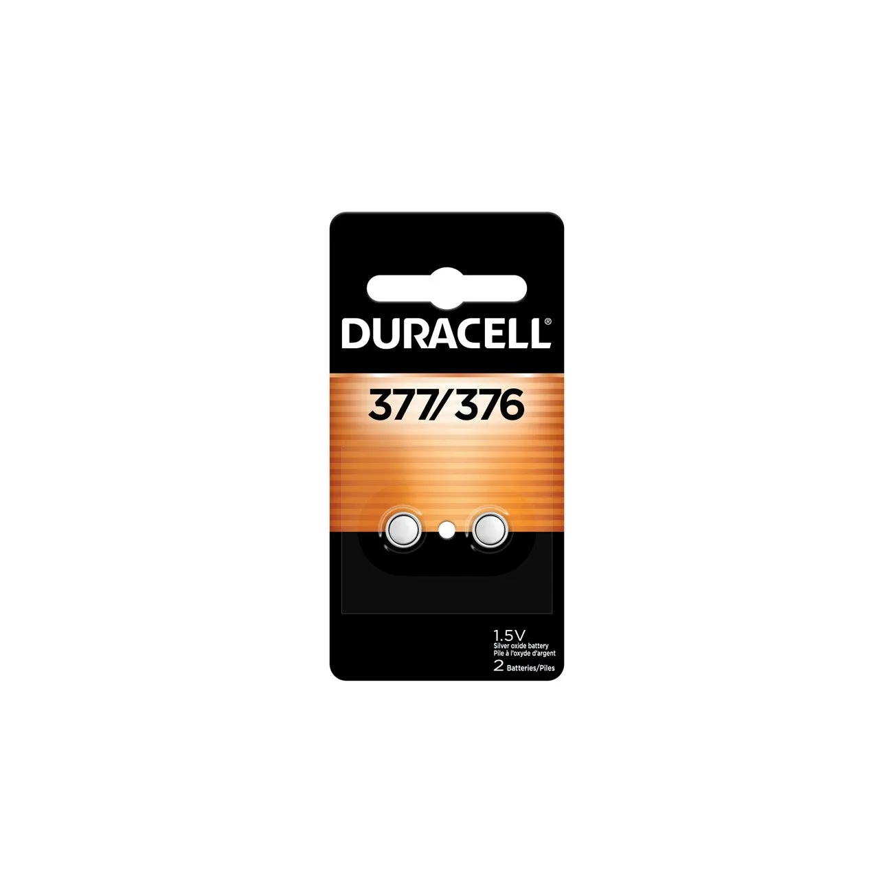 D377B2PK Duracell, D377, Button Battery, 1.55 V, Silver Oxide, 2PK