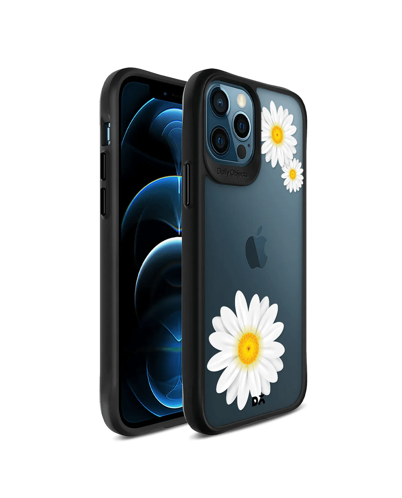 DailyObjects Clear Three White Daisies Black Hybrid Clear Case Cover For iPhone 12 Pro Max