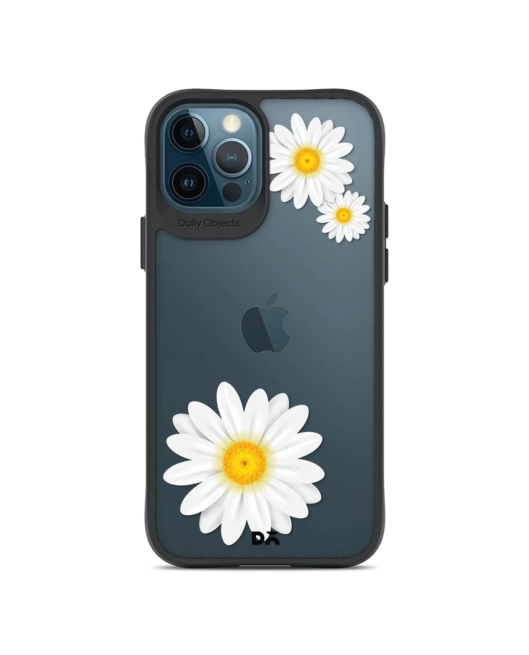 DailyObjects Clear Three White Daisies Black Hybrid Clear Case Cover For iPhone 12 Pro Max