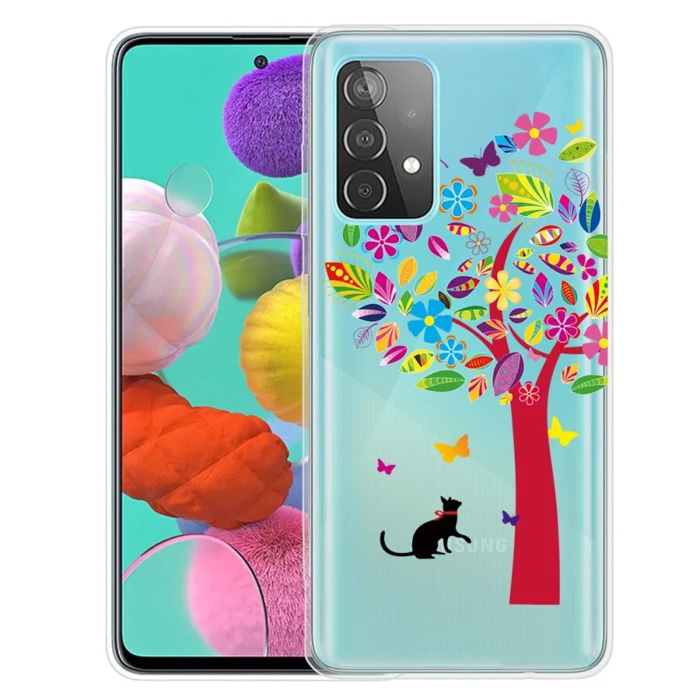 Deco Samsung Galaxy A13 4G case - Cat and Colorful Tree