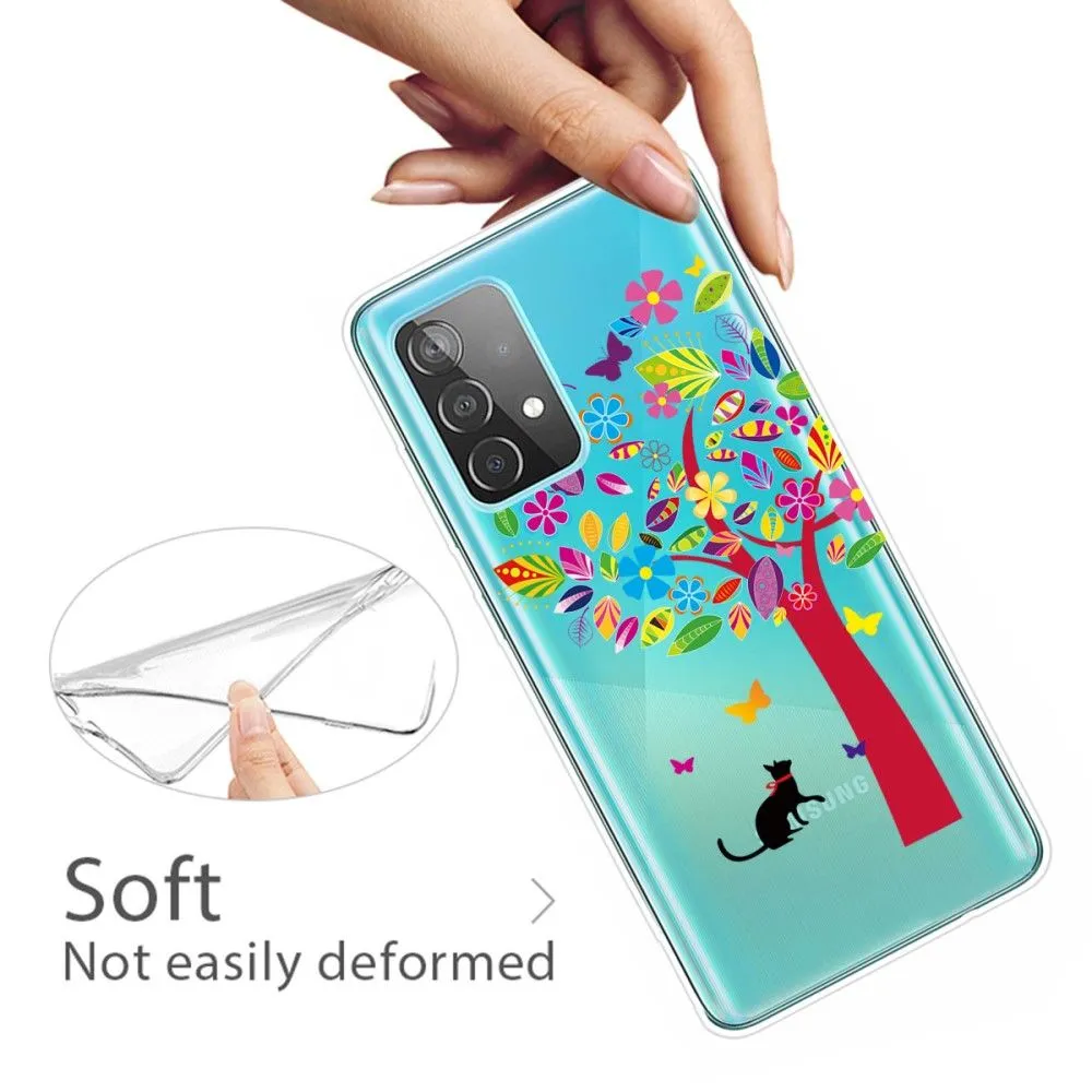 Deco Samsung Galaxy A13 4G case - Cat and Colorful Tree