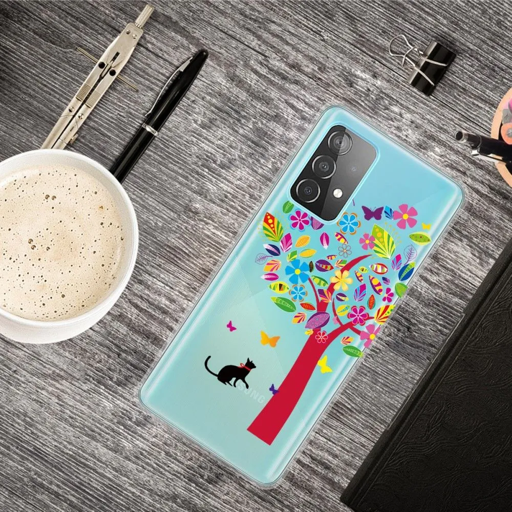 Deco Samsung Galaxy A13 4G case - Cat and Colorful Tree