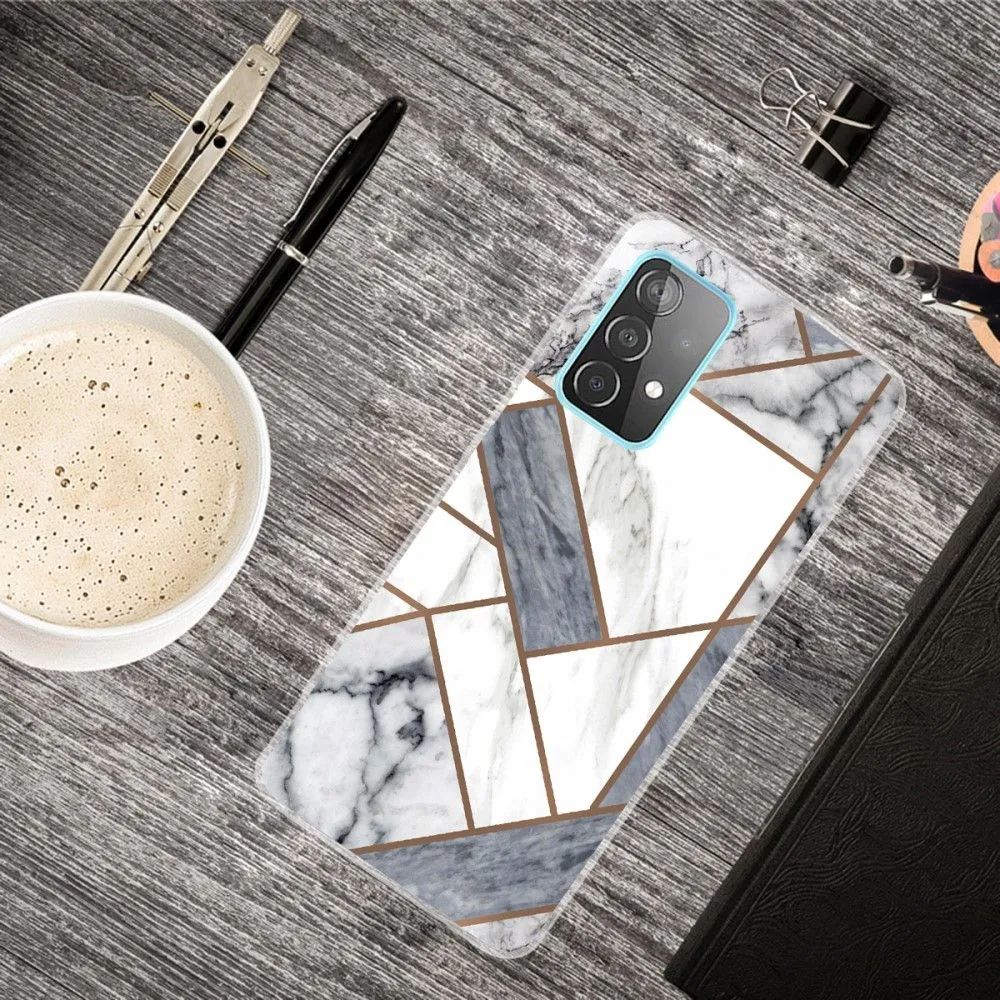 Deco Samsung Galaxy A73 case - Grey / White Marble Tile