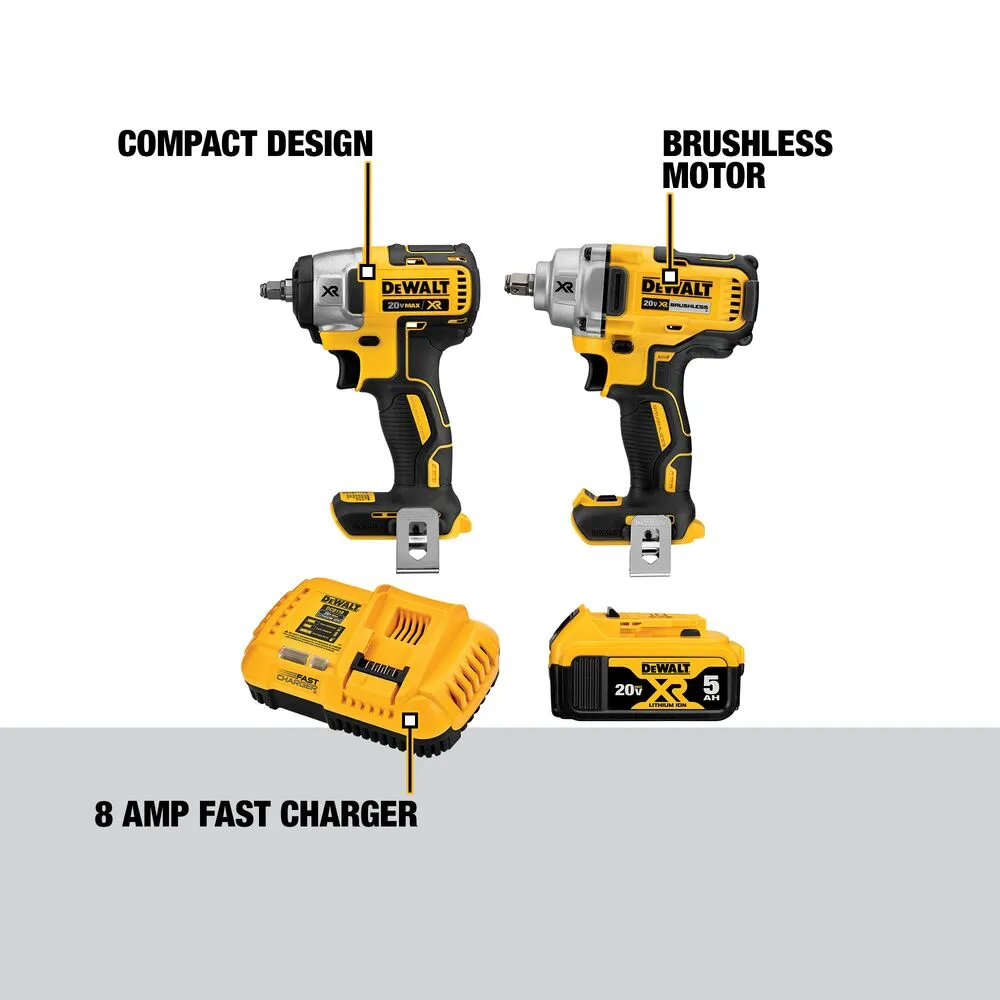 DeWalt DCK205P1 20V Max Cordless Impact Wrench 2-Tool Combo Kit