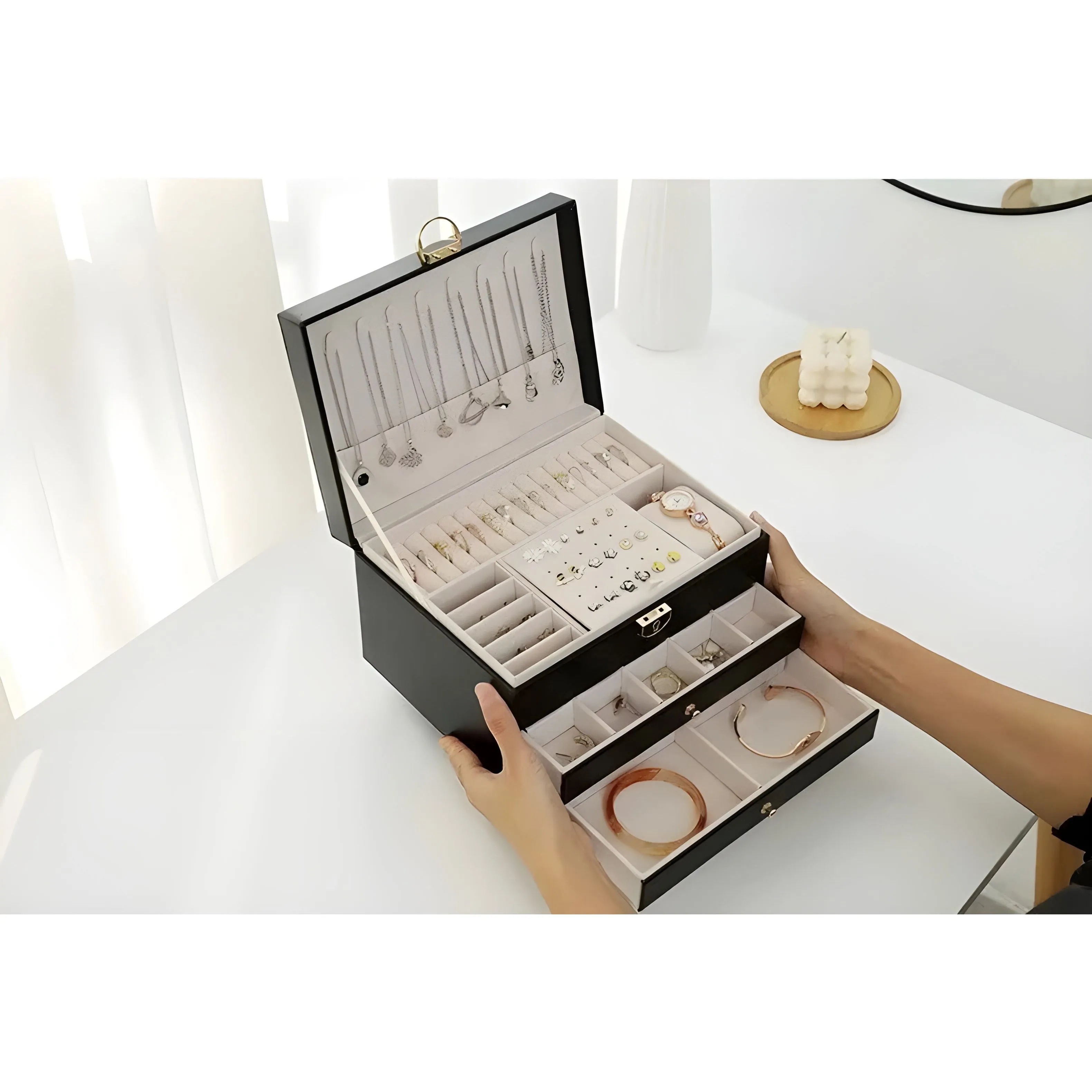 DiamondKeep Box - Elegante dreilagige Schmuckschubladenbox