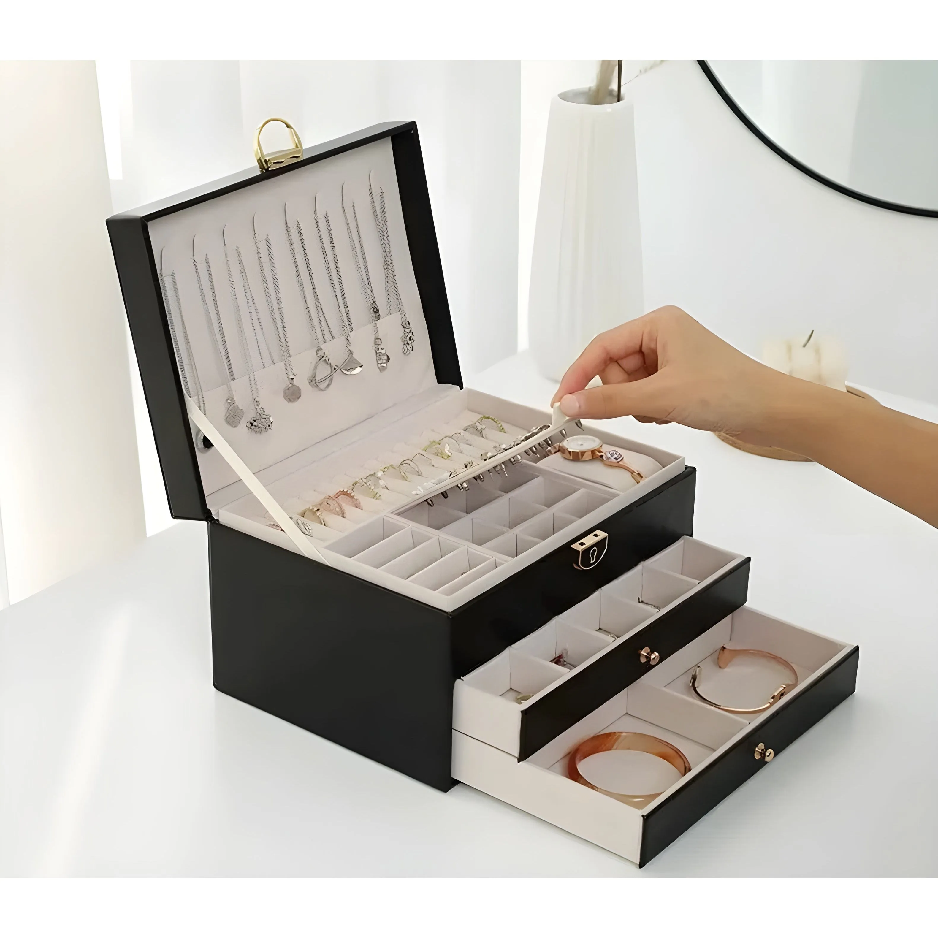 DiamondKeep Box - Elegante dreilagige Schmuckschubladenbox