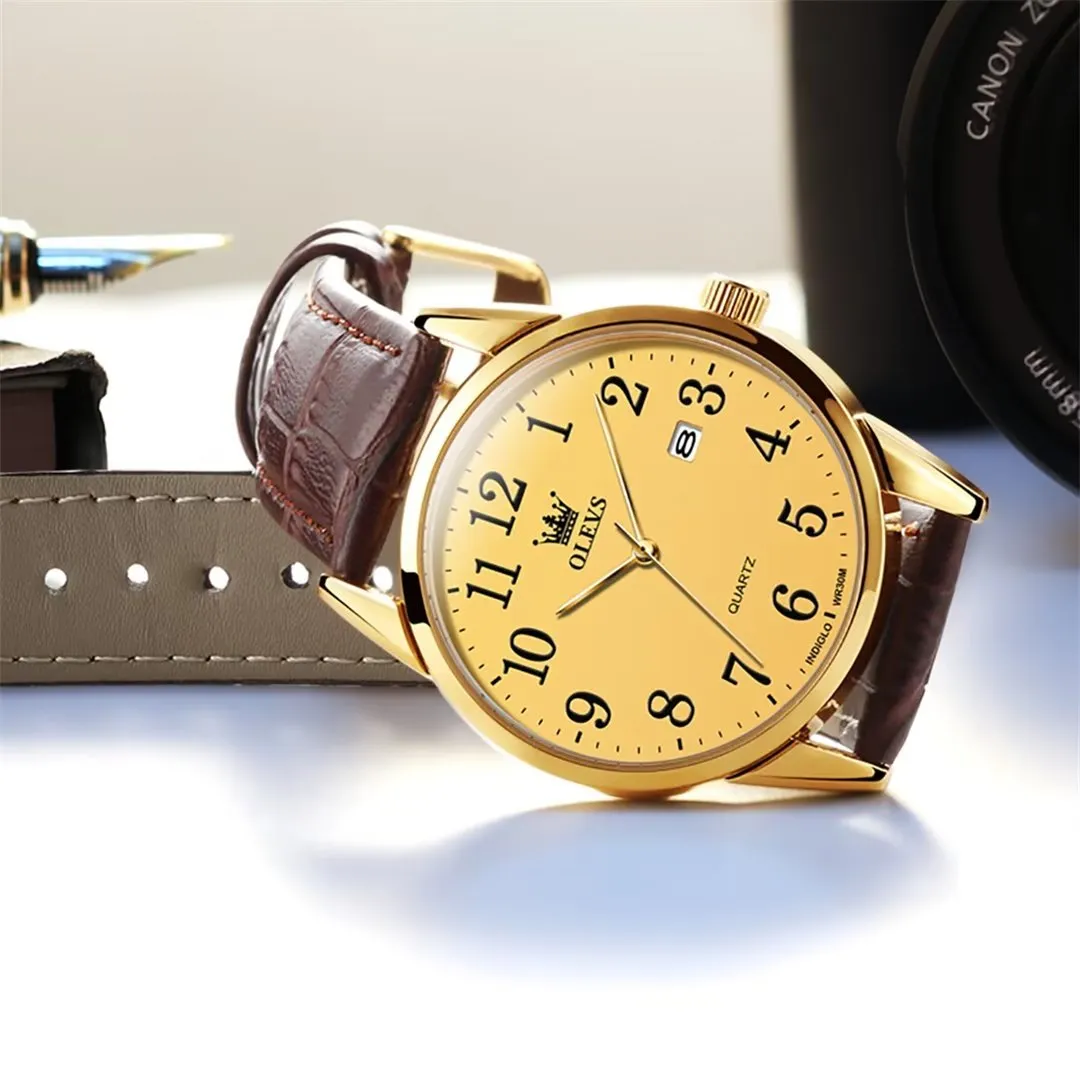 Elegant Slim Men's Leather Watch