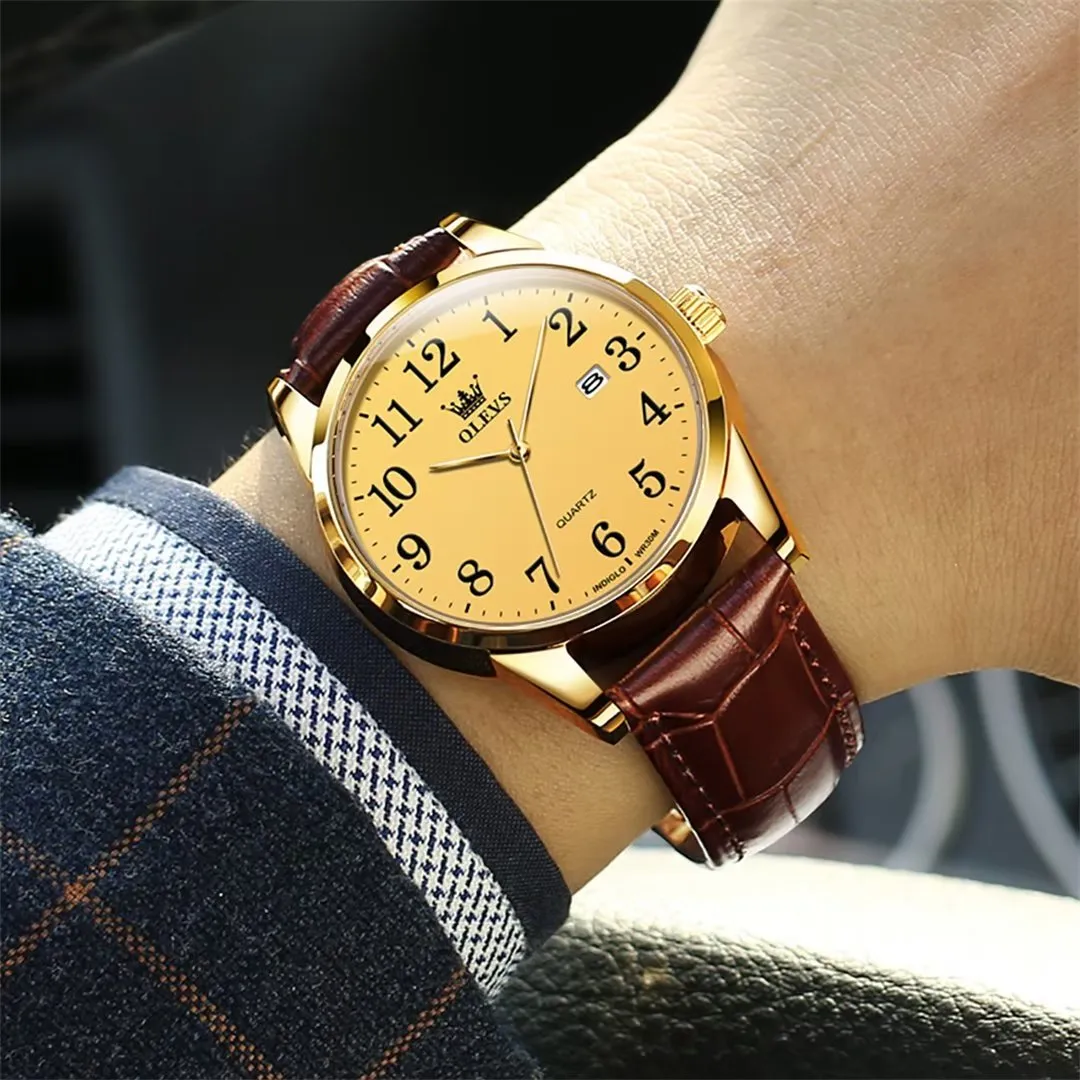 Elegant Slim Men's Leather Watch