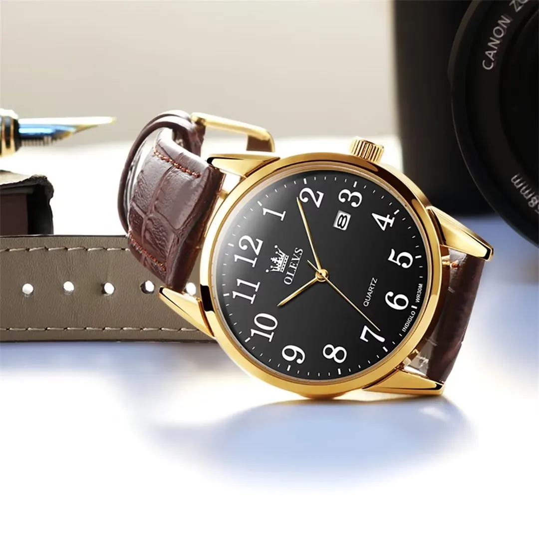 Elegant Slim Men's Leather Watch