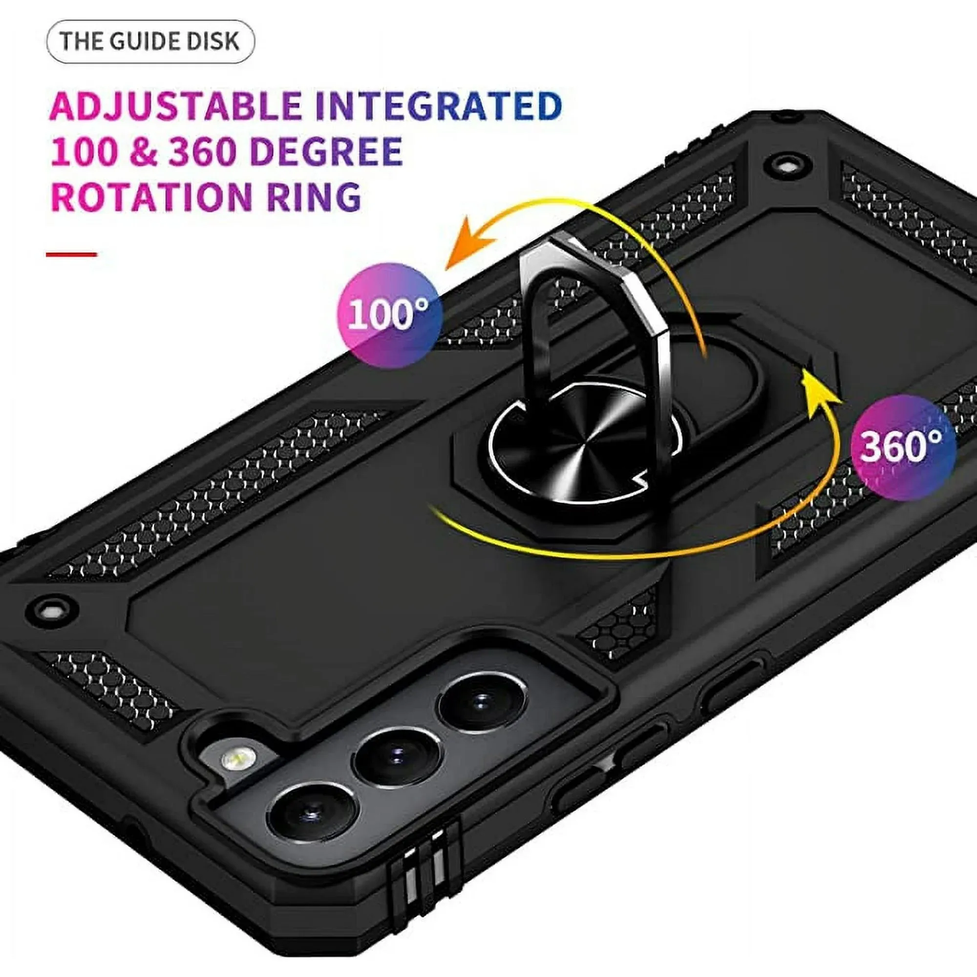 Entronix Samsung Galaxy S21 Case - Guard Ring Holder & 2 Clear Screen Protectors