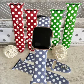 Fancy Polka Dot Print Silicone Band For Apple Watch Multiple Colors Available