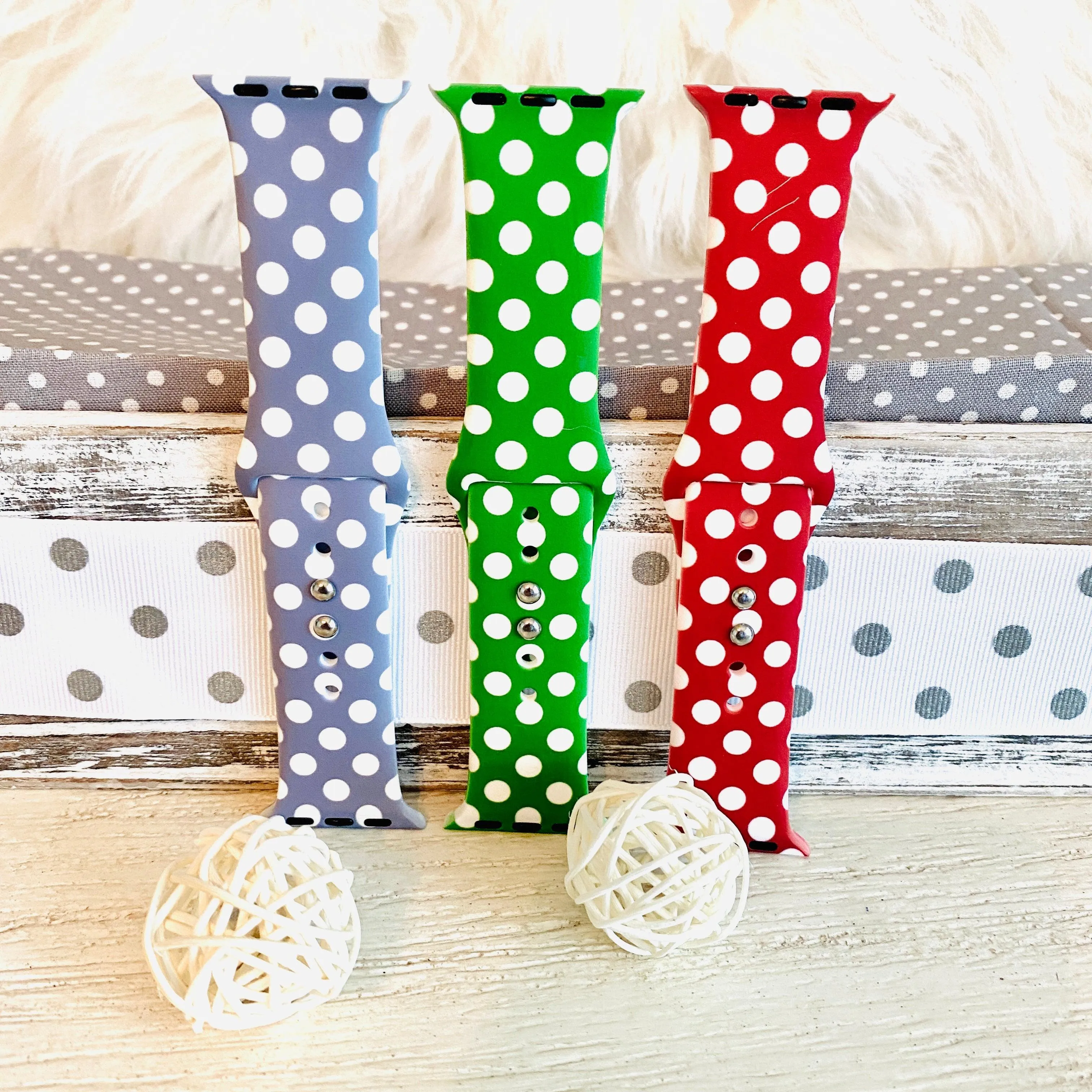 Fancy Polka Dot Print Silicone Band For Apple Watch Multiple Colors Available