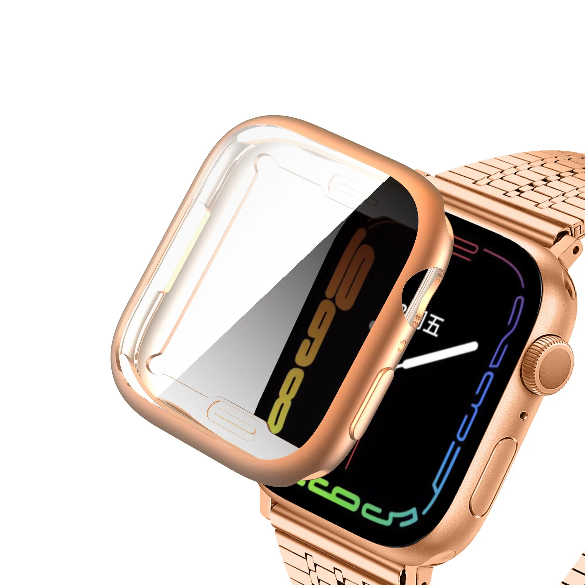 For Apple Watch iWatch Series 7 Full Soft Slim Case 41mm Cover Frame Protective TPU Soft - Rose Gold