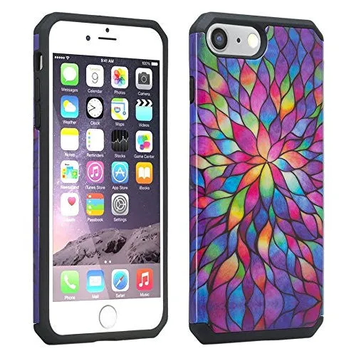 For iPhone 6S Plus Case / 6 Plus Case | Slim Hybrid Dual Layer Armor[Shock/Impact Resistant] Case for Apple Iphone 6S/6 Plus - Rainbow Flower