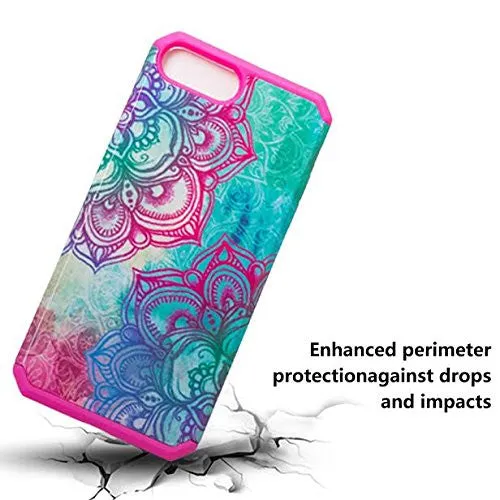 For iPhone 6S Plus Case / 6 Plus Case | Slim Hybrid Dual Layer Armor[Shock/Impact Resistant] Case for Apple Iphone 6S/6 Plus - Teal Flower