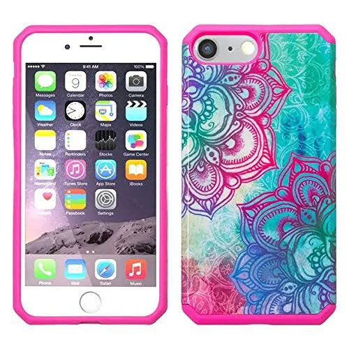 For iPhone 6S Plus Case / 6 Plus Case | Slim Hybrid Dual Layer Armor[Shock/Impact Resistant] Case for Apple Iphone 6S/6 Plus - Teal Flower