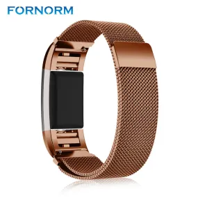 Fornorm Magnetic Lock Strap Fabulous Stainless Steel Metal Watch Wrist Band Strap for Fitbit Charge 2