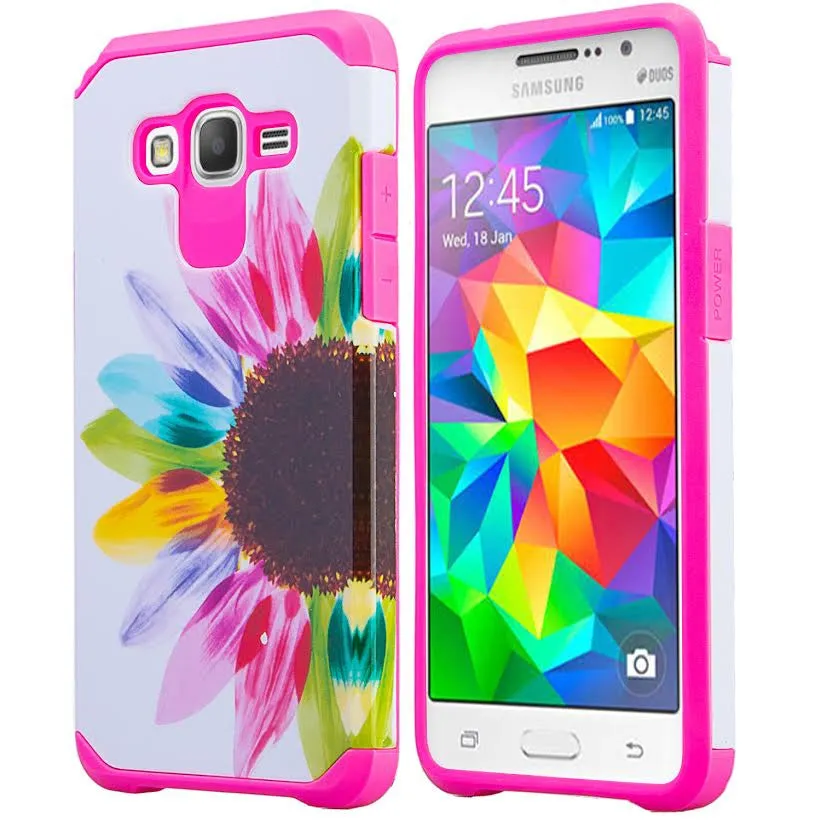 Galaxy Go Prime Case, Samsung Grand Prime Case [Impact Resistant] Hybrid Dual Layer Armor Defender Protective Case Cover for Galaxy Go Prime / Grand Prime - Vivid Sunflower