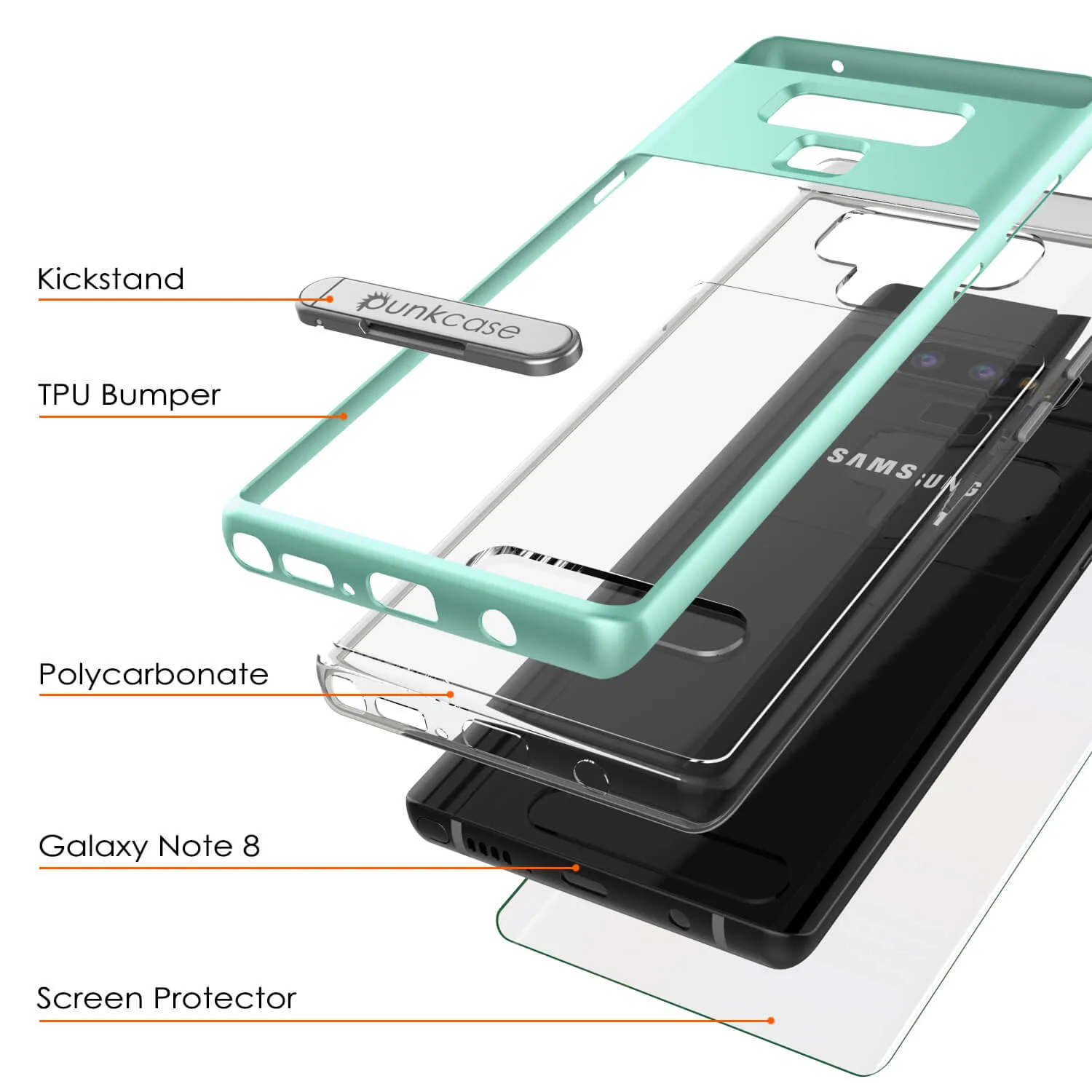 Galaxy Note 9 Lucid 3.0 PunkCase Armor Cover w/Integrated Kickstand and Screen Protector [Teal]