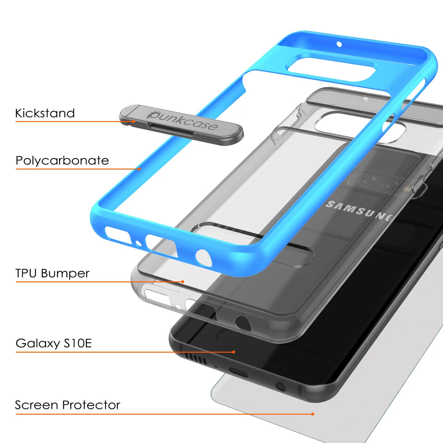 Galaxy S10e Case, PUNKcase [LUCID 3.0 Series] [Slim Fit] Armor Cover w/ Integrated Screen Protector [Blue]