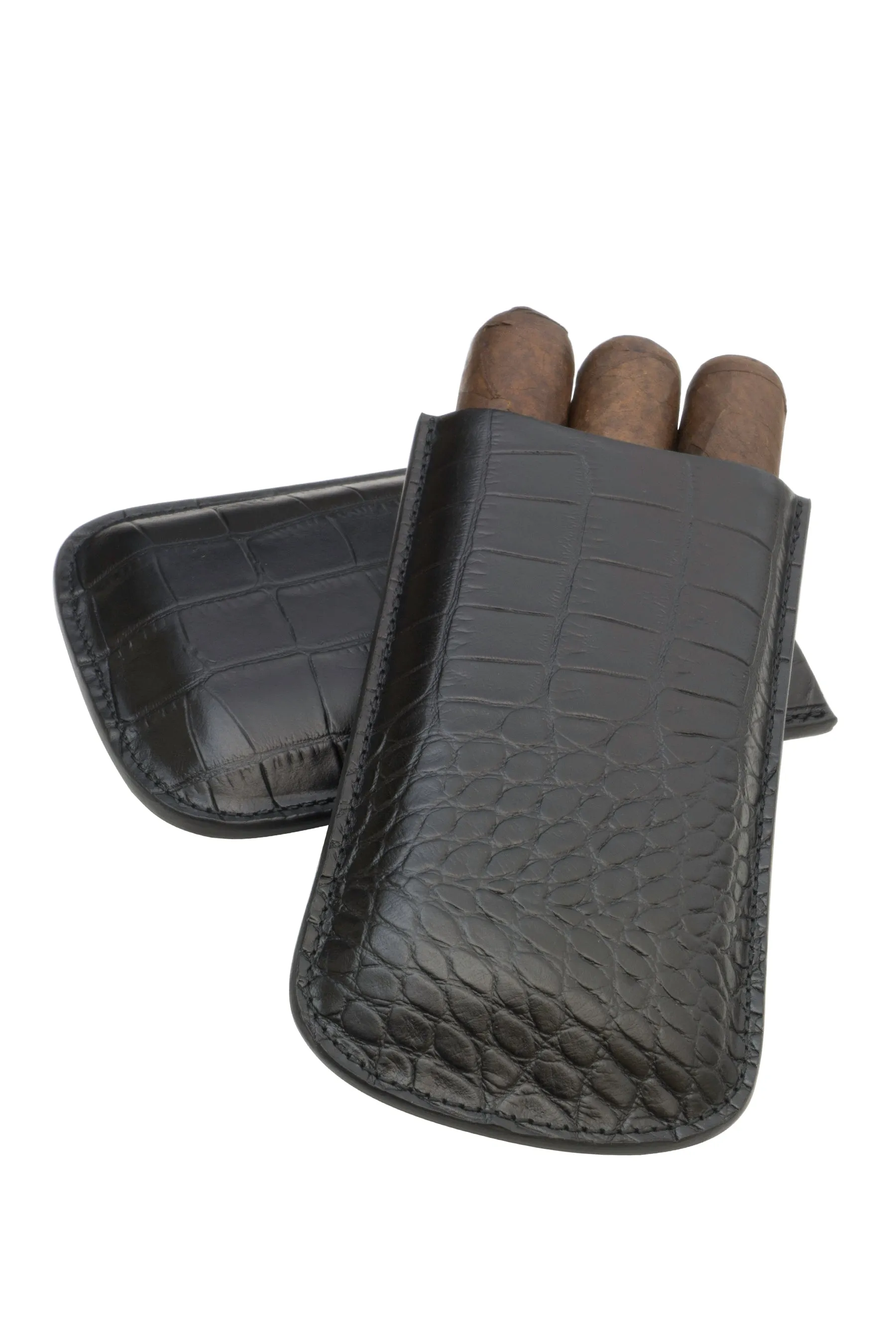 Genuine Croco Embossed Leather Big 3-Finger Cigar Case | TF400