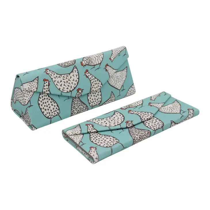 Glasses Case (Vegan Leather) - Chickens