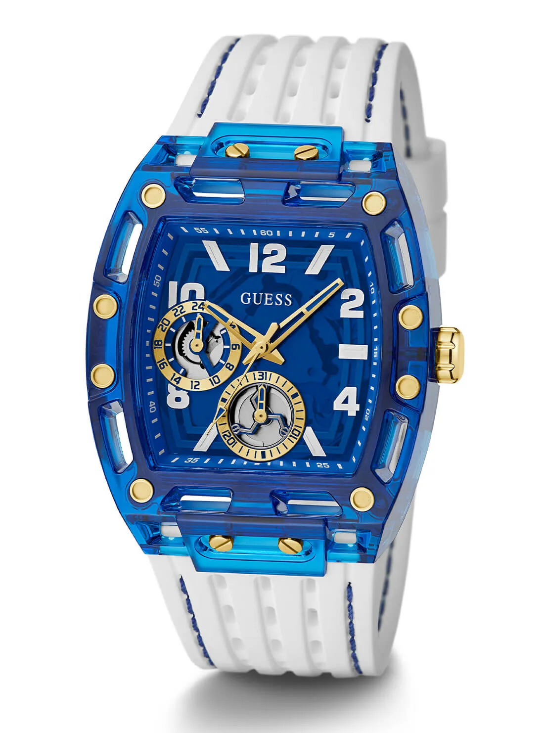 Gold Phoenix Blue Rectangle Silicone Watch