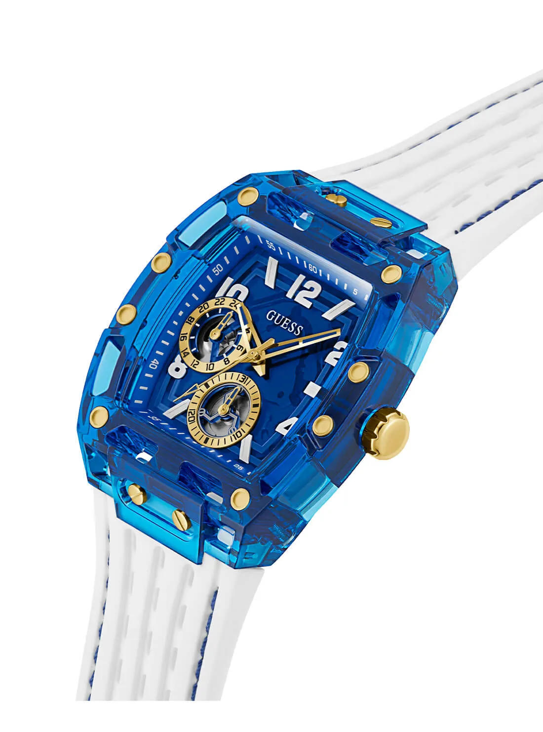 Gold Phoenix Blue Rectangle Silicone Watch