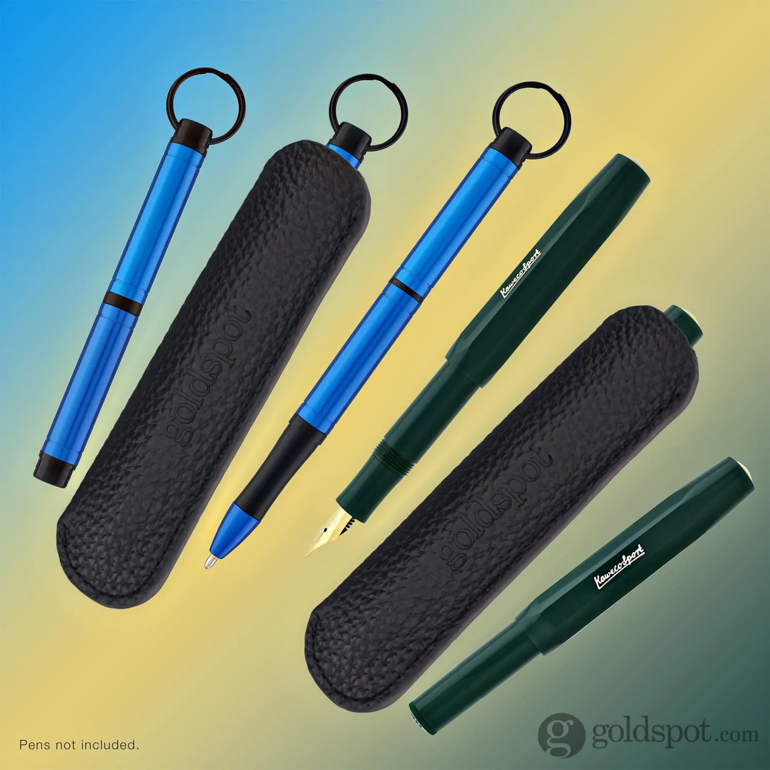 Goldspot Mini Single Pen Leather Sleeve in Pebbled Black